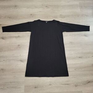EILEEN FISHER Black Long Sleeve Sweater Tunic Dress Size Small Fleece Lined